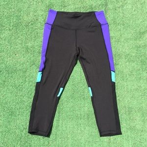 Christian Siriano NY Black Workout Yoga Capri Pant Colorblock Gym Spandex